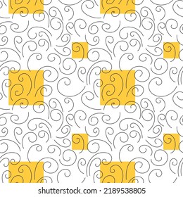 Vector seamless pattern with geometric figures, spirals, swirls