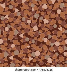vector seamless pattern. geometric forms background. square, circle, triangle. brown gray ocher beige background.