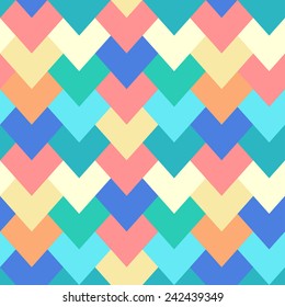 Vector seamless pattern with geometric hearts, each color is grouped.