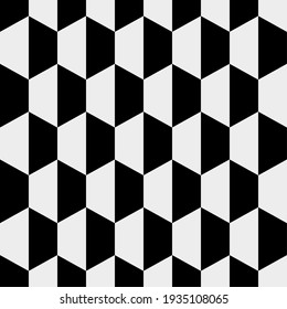 Vector seamless pattern with geometric hexagon shapes tiling. Repeating minimalistic tessellation texture. Abstract monochrome background design.