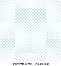 Vector seamless pattern. Geometric mesh of intersecting lines. Turquoise background design. Simple minimalistic seamless printing. Diagonal thin lines. Can be used as wallpaper, background or texture.