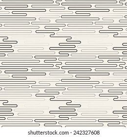 Vector seamless pattern. Geometric monochrome texture. Meandering line with varying thickness. Winding repeating unusual print for a variety of uses