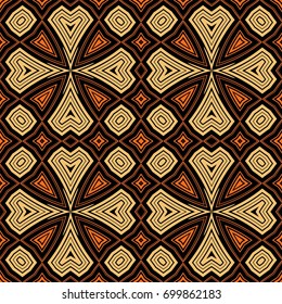 Vector seamless pattern geometric pattern in orange and yellow arabian motifs. Could be used as pattern for web design, print