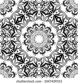 Vector seamless pattern. Geometric ornament with abstract flower. for design