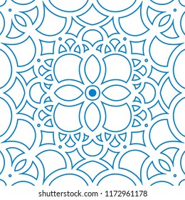 Vector seamless pattern. Geometric ornament. Symmetrical mandala.