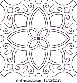 Vector seamless pattern. Geometric ornament. Symmetrical mandala.