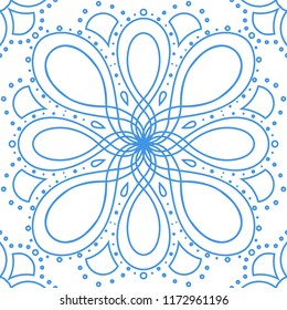 Vector seamless pattern. Geometric ornament. Symmetrical mandala.