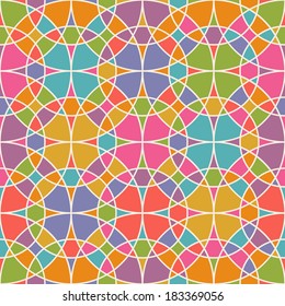Vector seamless pattern with geometric ornament. Color decorative mosaic illustration for print, web