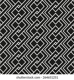 Vector seamless pattern, geometric ornament. Monochrome braids.
