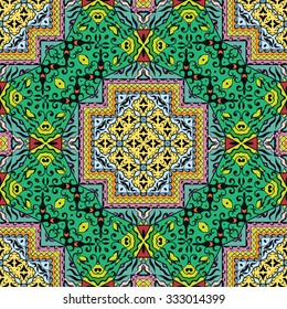 Vector seamless pattern geometric ornament, tribal ethnic arabic indian motif. Hand drawn abstract sketchy background. Repeating fabric texture