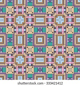 Vector seamless pattern, geometric ornament, tribal ethnic arabic indian motif. Hand drawn abstract sketchy background. Repeating fabric texture