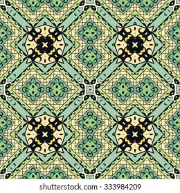 Vector seamless pattern geometric ornament, tribal ethnic arabic indian motif. Hand drawn abstract sketchy background. Repeating fabric texture