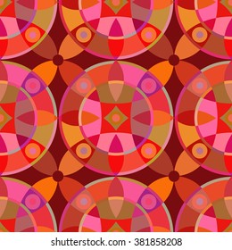 Vector seamless pattern with geometric ornament. Color decorative mosaic illustration for print, web