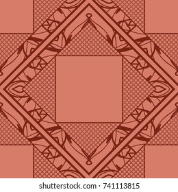 Vector seamless pattern. Geometric ornament with tribal lace element. for design, wallpaper, invitation.
