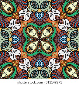 Vector seamless pattern, geometric repeating texture. Tribal ethnic arabic Indian ornament.