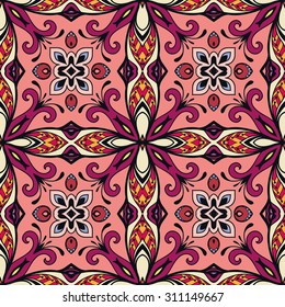 Vector seamless pattern, geometric repeating texture. Tribal ethnic arabic Indian ornament.