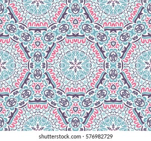 Vector seamless pattern, geometric repeating texture. Tribal ethnic lace tiled ornament.