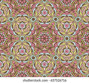 Vector seamless pattern, geometric repeating texture. Tribal ethnic lace tiled ornament.