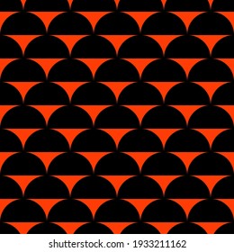Vector seamless pattern with geometric semicircular shapes tiling. Repeating minimalistic texture. Abstract monochrome background design.