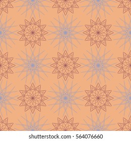 Vector seamless pattern. Geometric shape abstract illustration on orange background