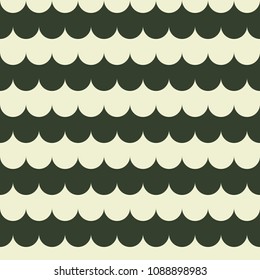 Vector seamless pattern. Geometric shapes in the form of of semicircles directed upwards. Scaled illustration. Retro style with vintage colors.