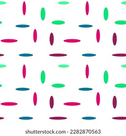 Vector seamless pattern of geometric shapes. Multicolored ovals on a white background. Drawing for textiles, design.