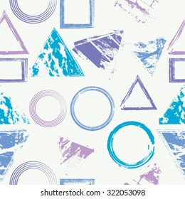 Vector Seamless Pattern . Geometric Shapes in Grunge Style . Vintage texture.