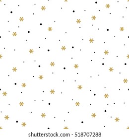 Vector seamless pattern with geometric snowflakes. Good for wrapping paper texture, posters, winter greeting cards, fashion design print texture.