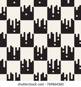 Vector seamless pattern with geometric spots. Monochrome random line streaks. Contrast repeating stylish background design