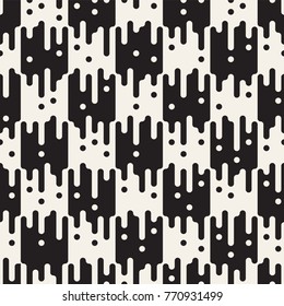 Vector seamless pattern with geometric spots. Monochrome random line streaks. Contrast repeating stylish background design