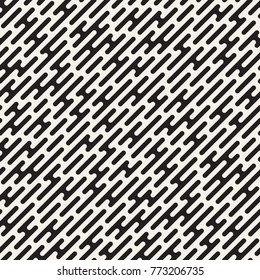 Vector seamless pattern with geometric spots. Monochrome random line streaks. Contrast repeating stylish background design