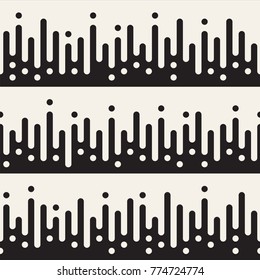 Vector seamless pattern with geometric spots. Monochrome random line streaks. Contrast repeating stylish background design