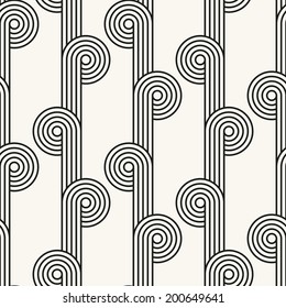 Vector seamless pattern. Geometric stylish background. Rhythmic texture with linear concentric curls