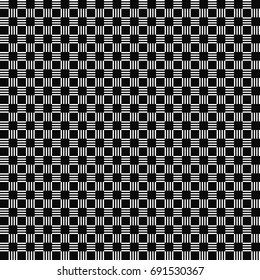 Vector seamless pattern. Geometric texture. Black-and-white background. Monochrome squares & rectangles design. Vector EPS10