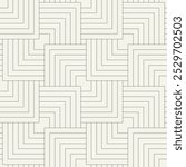 Vector seamless pattern. Geometric thin striped squares. Stylish monochrome background. Simple repeating swatch. Monochrome black ornament with concentric elements.