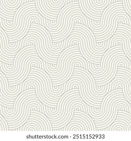 Vector seamless pattern. Geometric thin linear striped ornament. Stylish monochrome background. Linear repeating texture with winding ribbons.