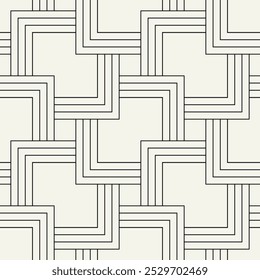 Vector seamless pattern. Geometric thin striped squares. Stylish monochrome background. Simple repeating swatch. Monochrome black ornament with concentric elements.