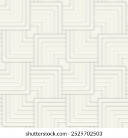 Vector seamless pattern. Geometric thin striped squares. Stylish monochrome background. Simple repeating swatch. Monochrome black ornament with concentric elements.