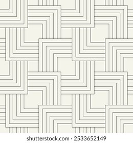 Vector seamless pattern. Geometric thin striped squares. Stylish monochrome background. Simple repeating swatch. Monochrome black ornament with concentric elements.