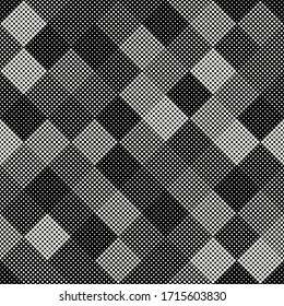 Vector seamless pattern. geometric tiles with dots of different sizes. simple background of perforated cool rhombus