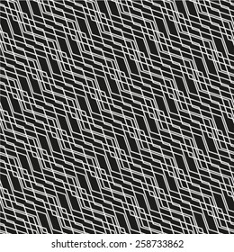 Vector seamless pattern. Geometric wave ornament. Monochrome background.