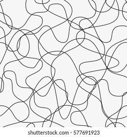 Vector seamless pattern. Geometric pattern with wavy stripes. Stylish texture with confused lines.