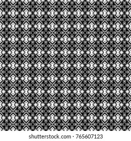 Vector seamless pattern. Seamless geometric pattern. White, gray and black background. Abstract geometric pattern. Geometric background with rhombus, dots and nodes. Colorful texture.