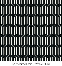 Vector seamless pattern with geometric zigzag. Endless, stylish striped print. Bold, monochrome rhythmic background. Weaved grid. Thin, interlaced design.. Can be used as a swatch.