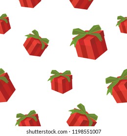 Vector seamless pattern gift on a white background. Seamless texture for wallpaper, web page background, wrapping paper, New Year textile in retro style.
