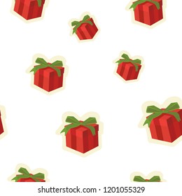 Vector seamless pattern gift on a white background. Seamless texture for wallpaper, web page background, wrapping paper, New Year textile in retro style.