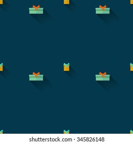 Vector seamless pattern gift on a dark blue background.