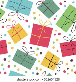 Vector seamless pattern gifts.