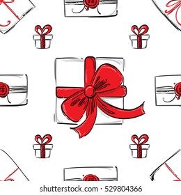 Vector seamless pattern with gifts. Abstract background.