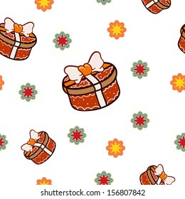 Vector seamless pattern with gifts, no background